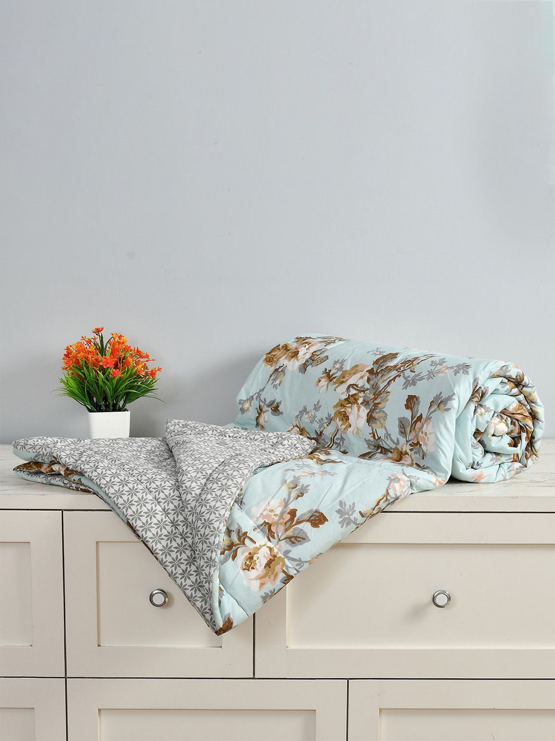 Florida Unisex Blue 150 GSM Microfiber All Season Reversible Double Queen Bed Comforter