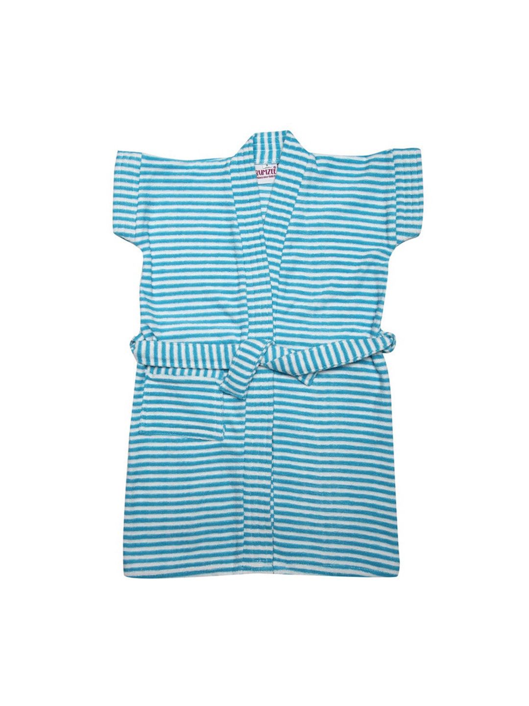 BUMZEE Boys Blue & White Striped Bath Robe-picture-32