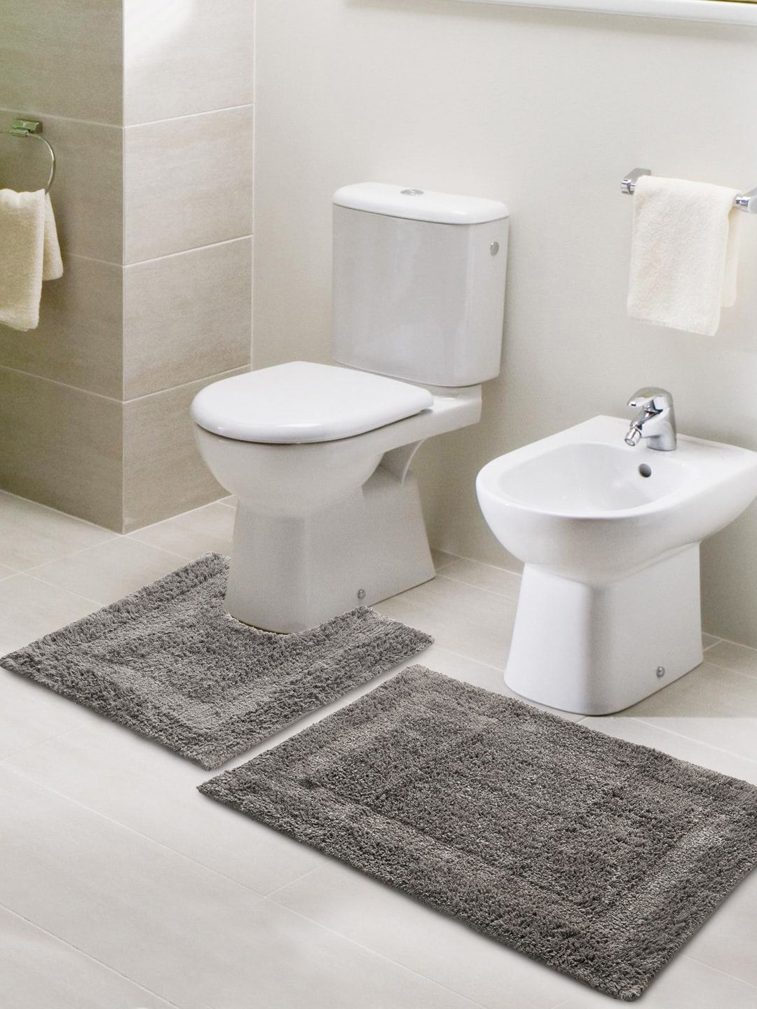 SASHAA WORLD Grey Solid Anti-Skid Bath Rugs-picture-40