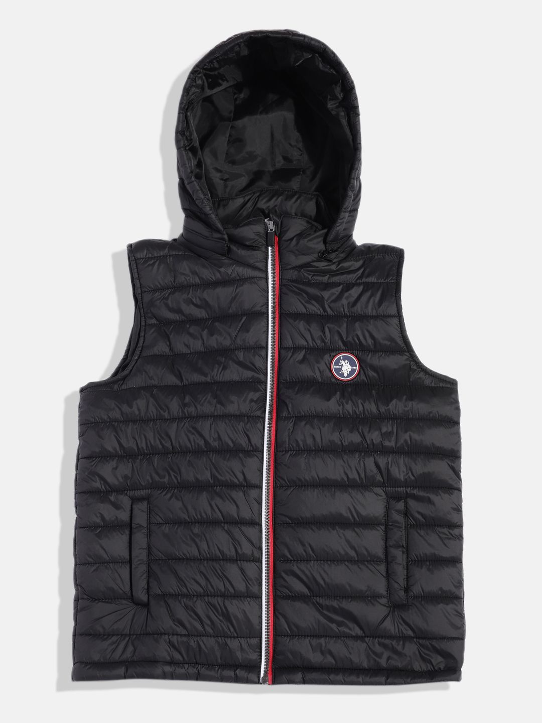 U.S. Polo Assn. Kids Boys Solid Hooded Gilet Puffer Jacket With