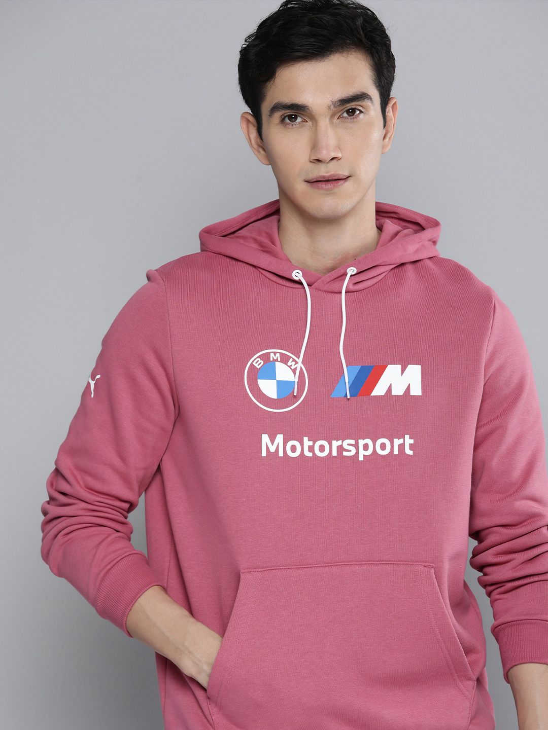 PUMA Motorsport Men Dusty Pink BMW ESS FLEECE Printed Hooded Motorsports Sweatshirt-picture-55