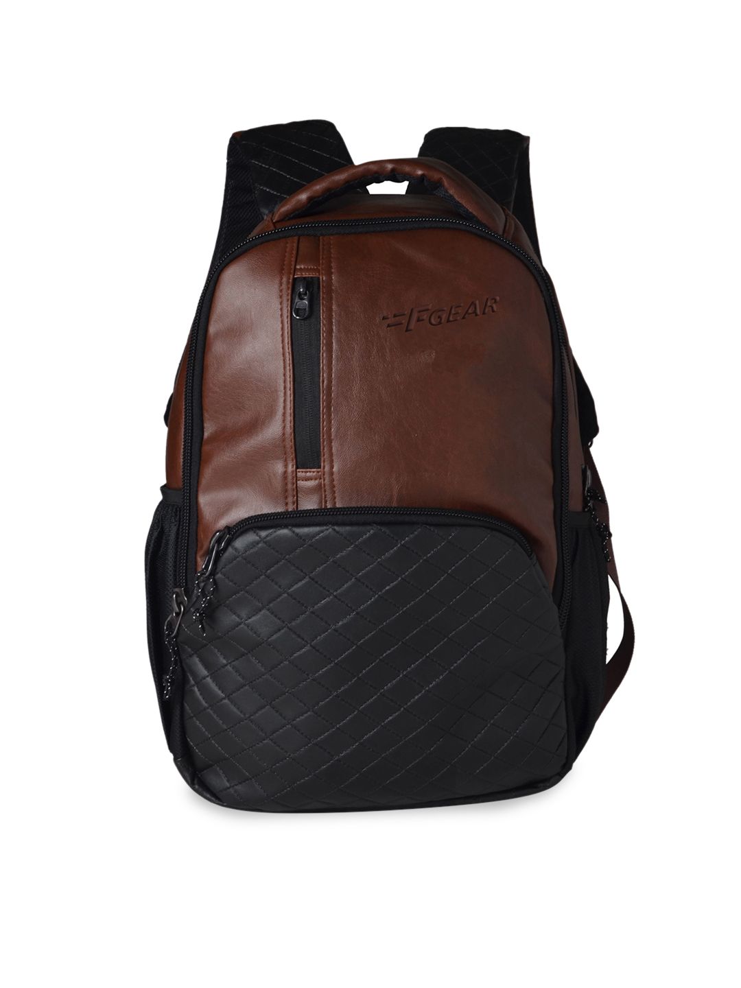 F Gear Unisex Brown & Black Colourblocked Backpack-picture-11