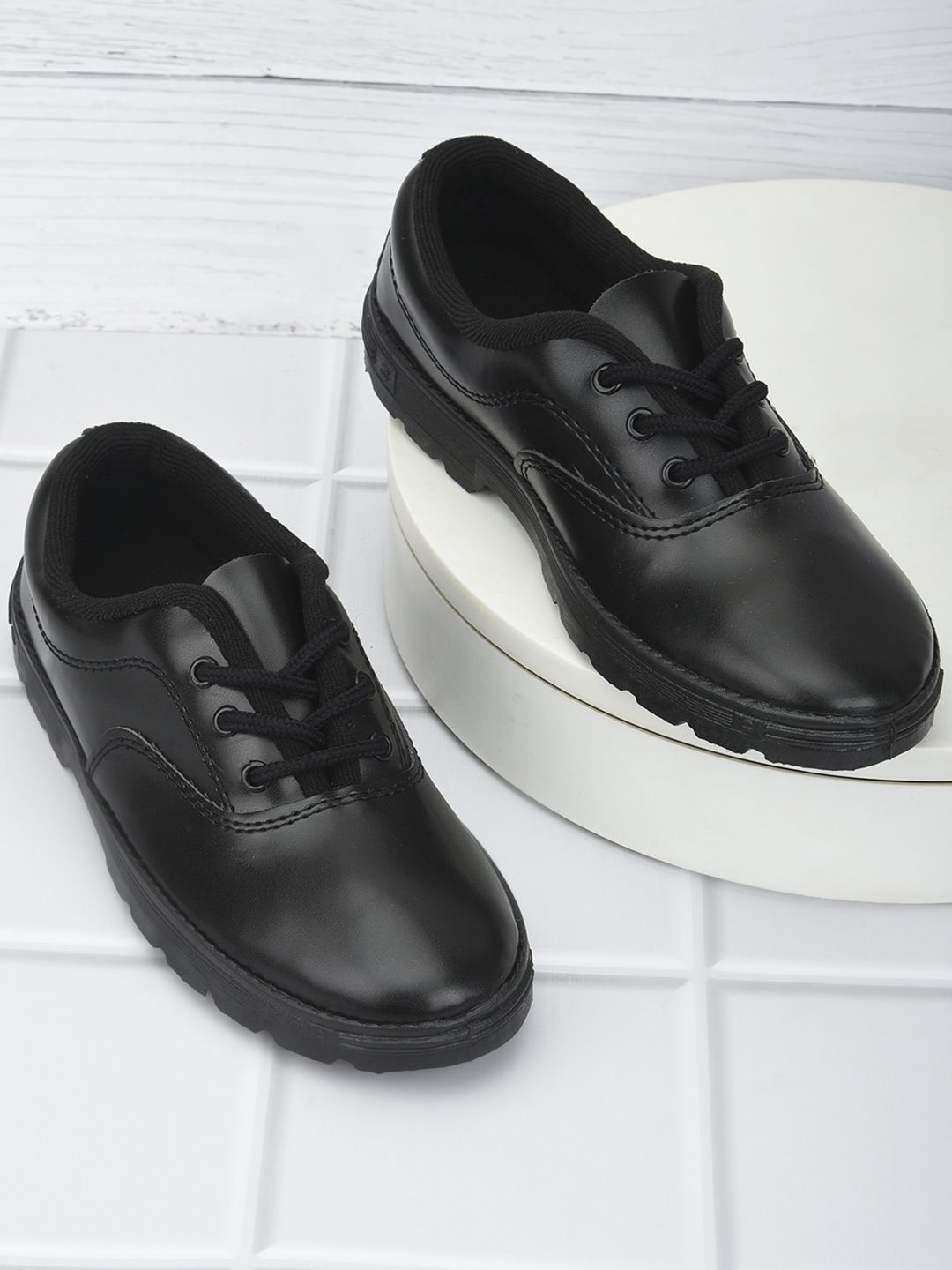 Liberty Kids Black Solid School Shoes-image-25
