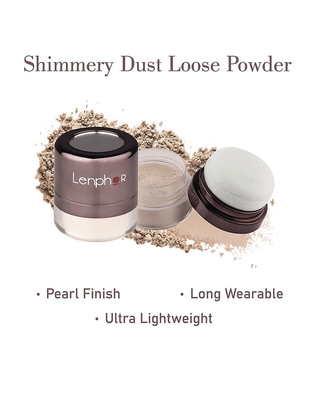 Lenphor Vegan Shimmery Dust Pearl Finish Long Wearable Lightweight Loose Face Powder- 4.8g-image-17
