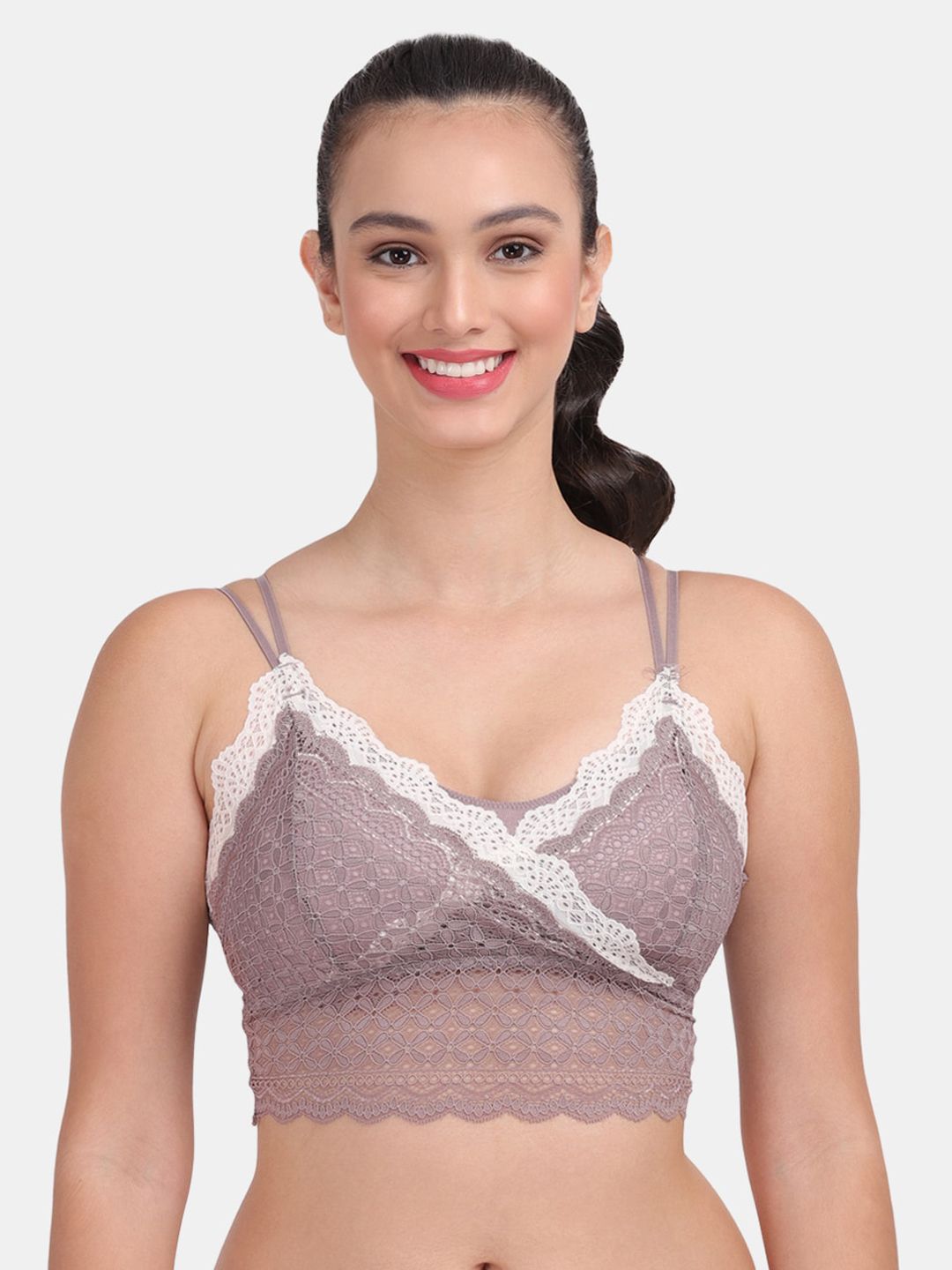 Amour Secret Mauve & White Floral Bralette Bra