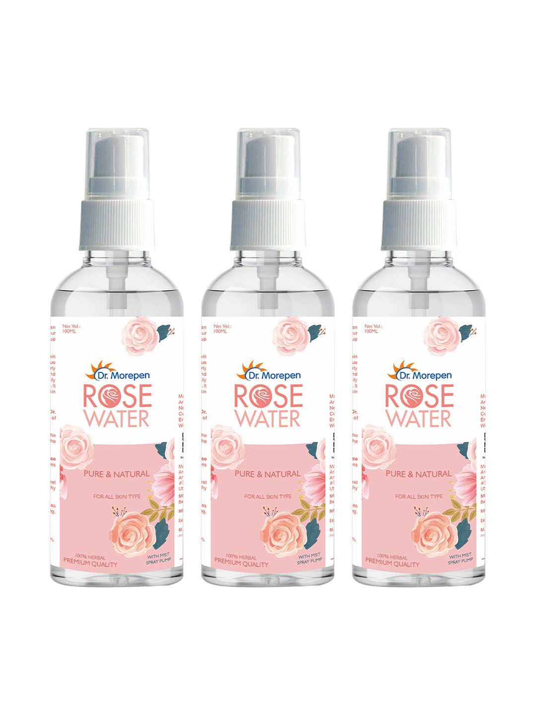 Dr. Morepen Set of 3 Pure & Natural Rose Water Face Toner For All Skin Types - 100 ml Each-picture-6