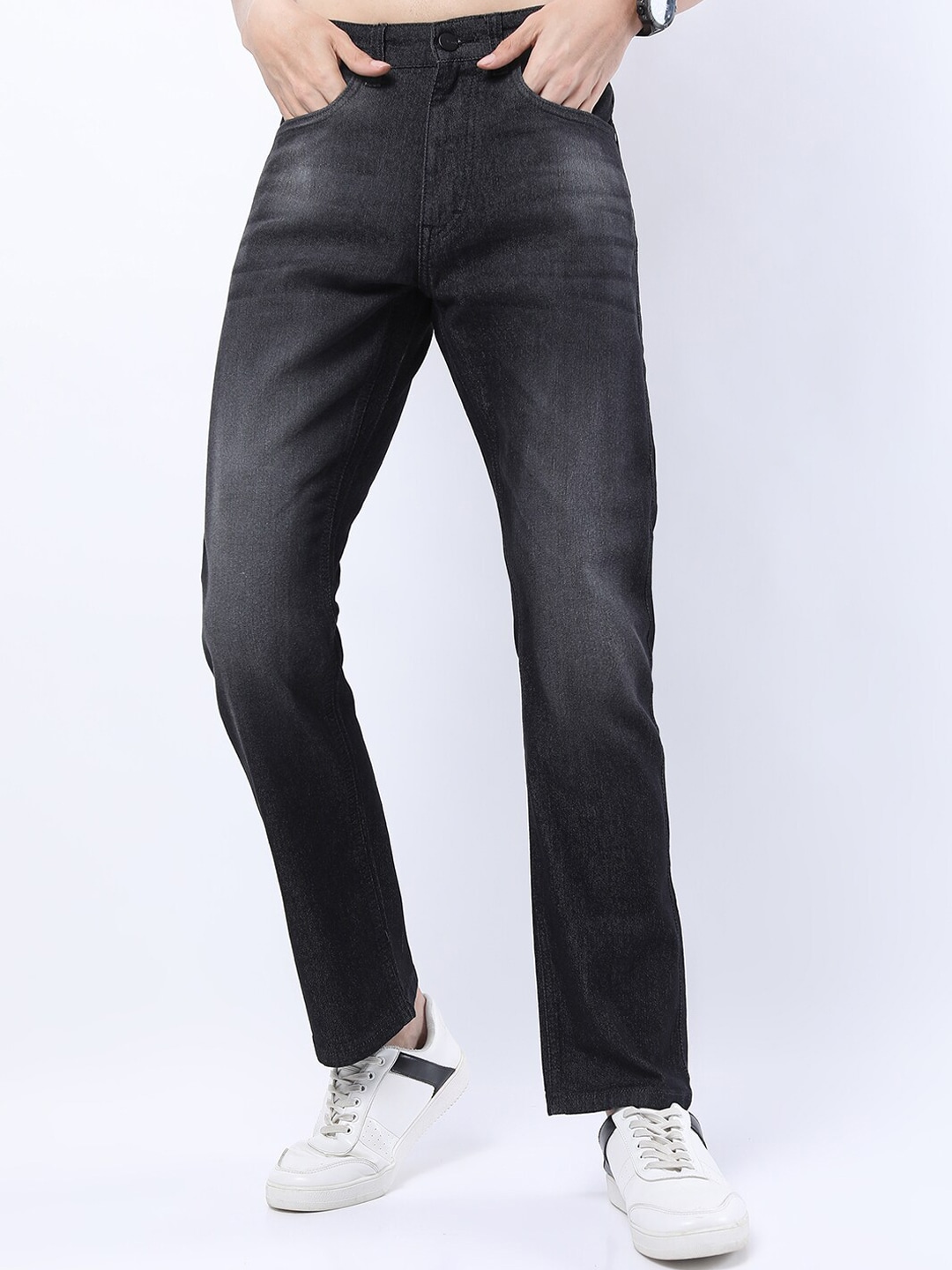 KETCH Men Charcoal Straight Fit Stretchable Jeans