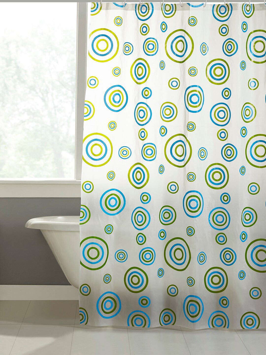 homewards White & Blue Printed Shower Curtain-picture-19