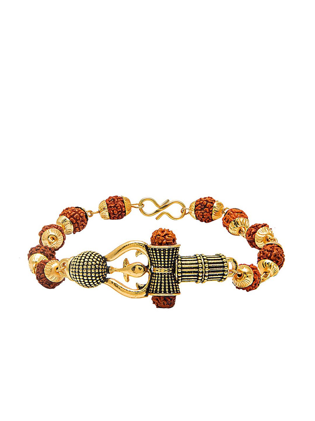 bodha Men Gold-Toned & Brown Brass Handcrafted Gold-Plated Link Bracelet-picture-21