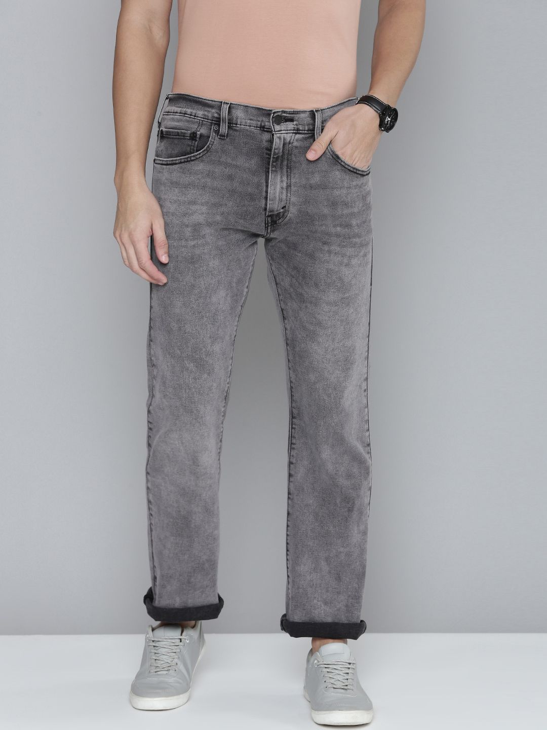 Levis Men Grey Slim Fit Heavy Fade Stretchable Jeans - Price History