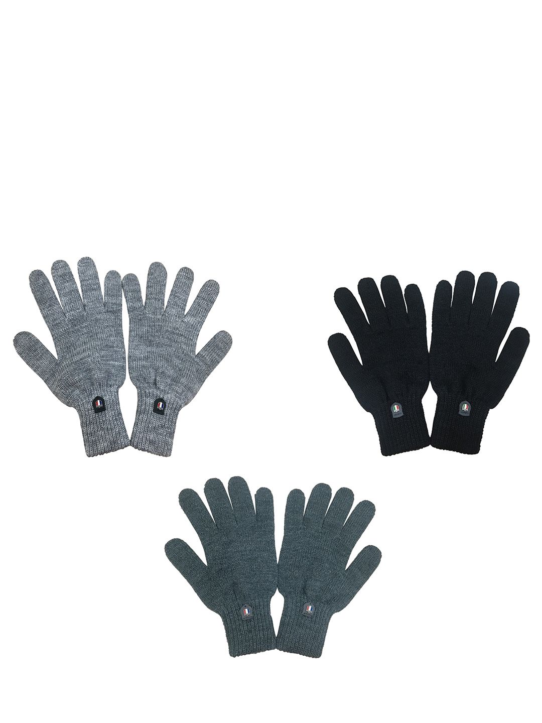 Gajraj Men Pack Of 3 Solid Woollen Gloves-image-6