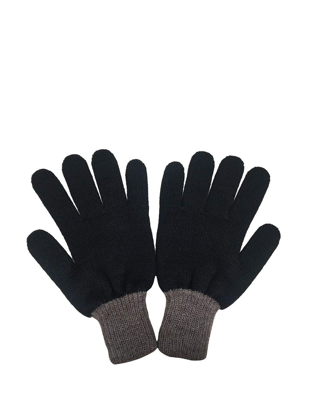 Gajraj Men Black & Brown Woolen Acrylic Gloves-picture-25