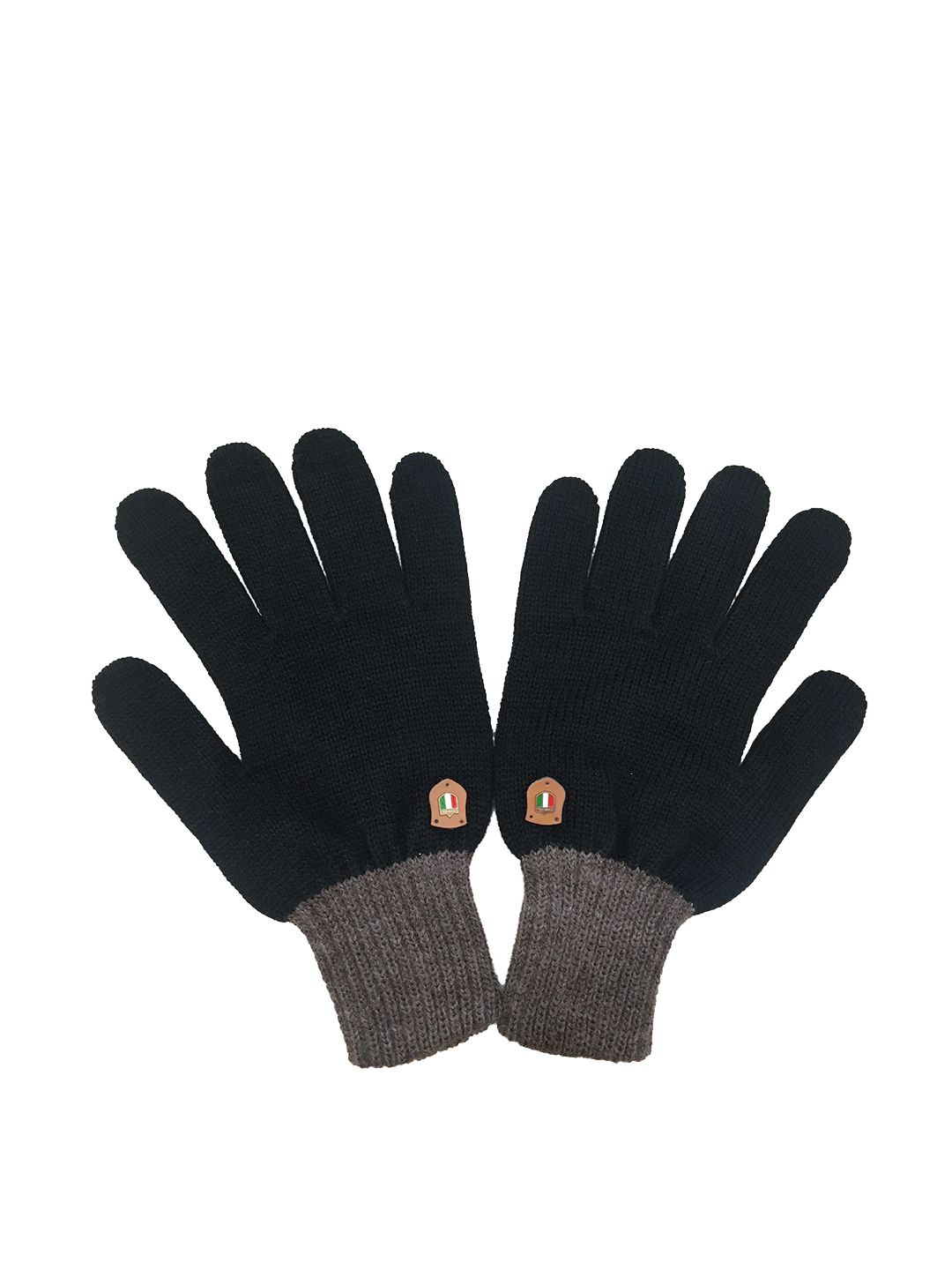 Gajraj Men Black & Charcoal Grey Winter Acrylic Woolen Gloves-picture-24