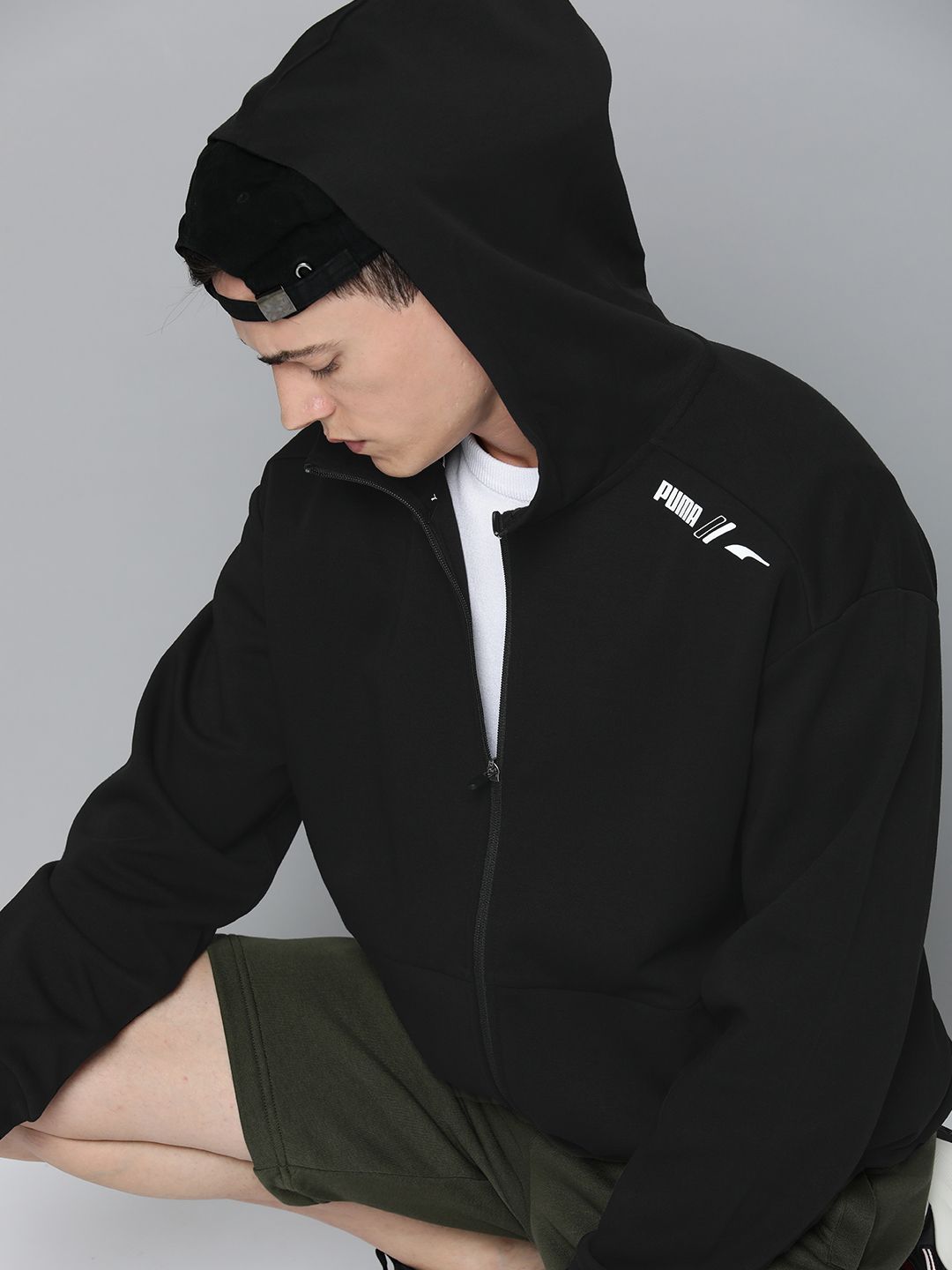 Puma Men Black Relaxed Fit RAD/CAL Full-Zip Hooded Sporty Jacket-picture-27