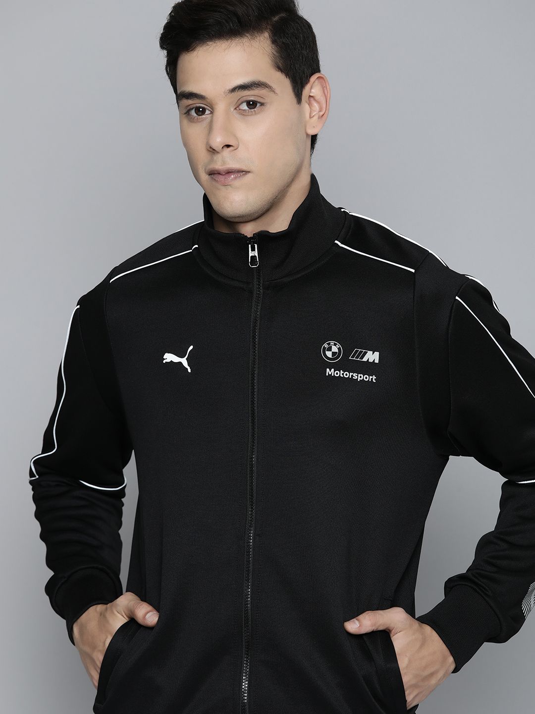 PUMA Motorsport Men Black Solid dryCELL BMW Motorsport MT7 Track Sporty Jacket