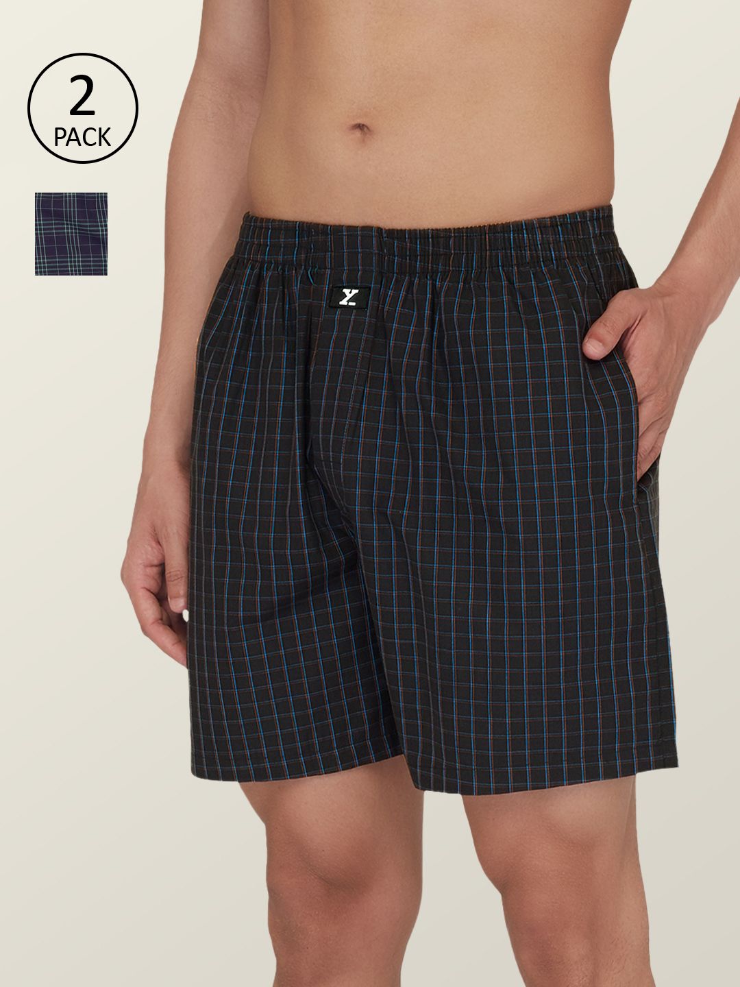 XYXX Men Pack of 2 Checked  Cotton Concealed Fly Boxers -XYBOX2PCKN242-image-47