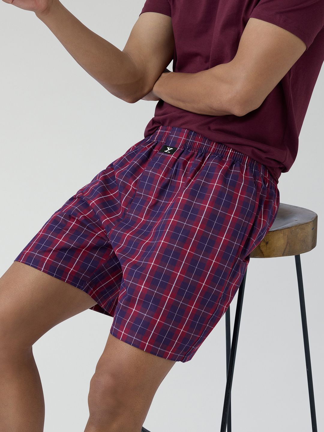 XYXX Men Maroon Checked Pure Cotton Boxers-picture-30