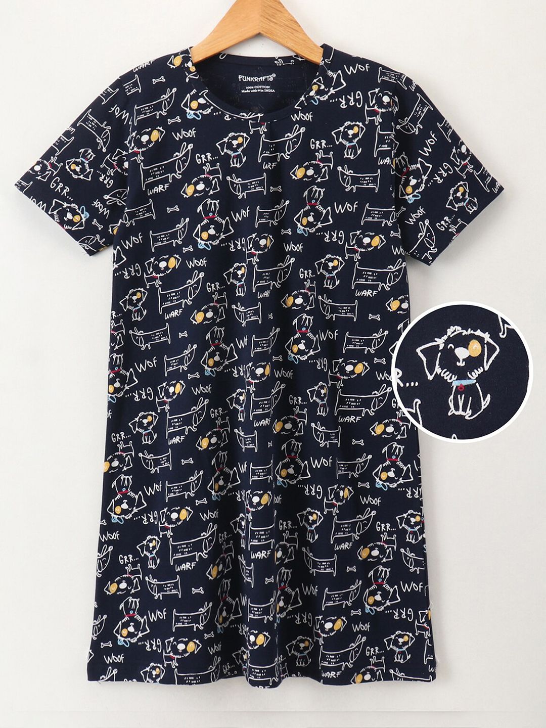 FUNKRAFTS Girls Black Printed Nightdress-picture-18