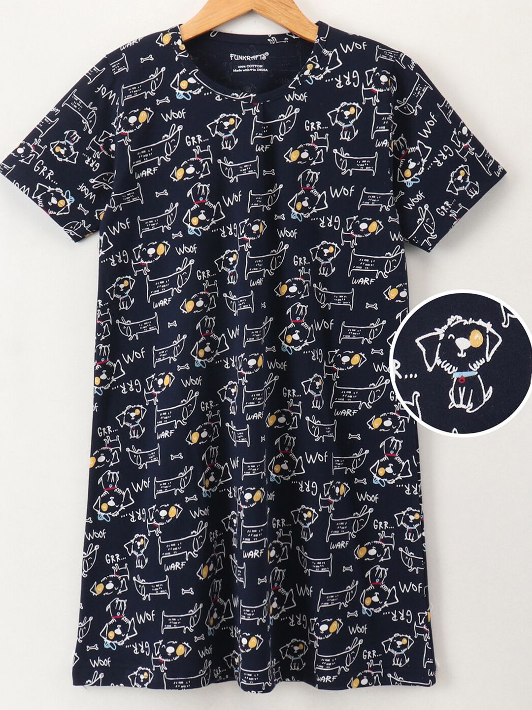 FUNKRAFTS Girls Black Printed Nightdress-image-43