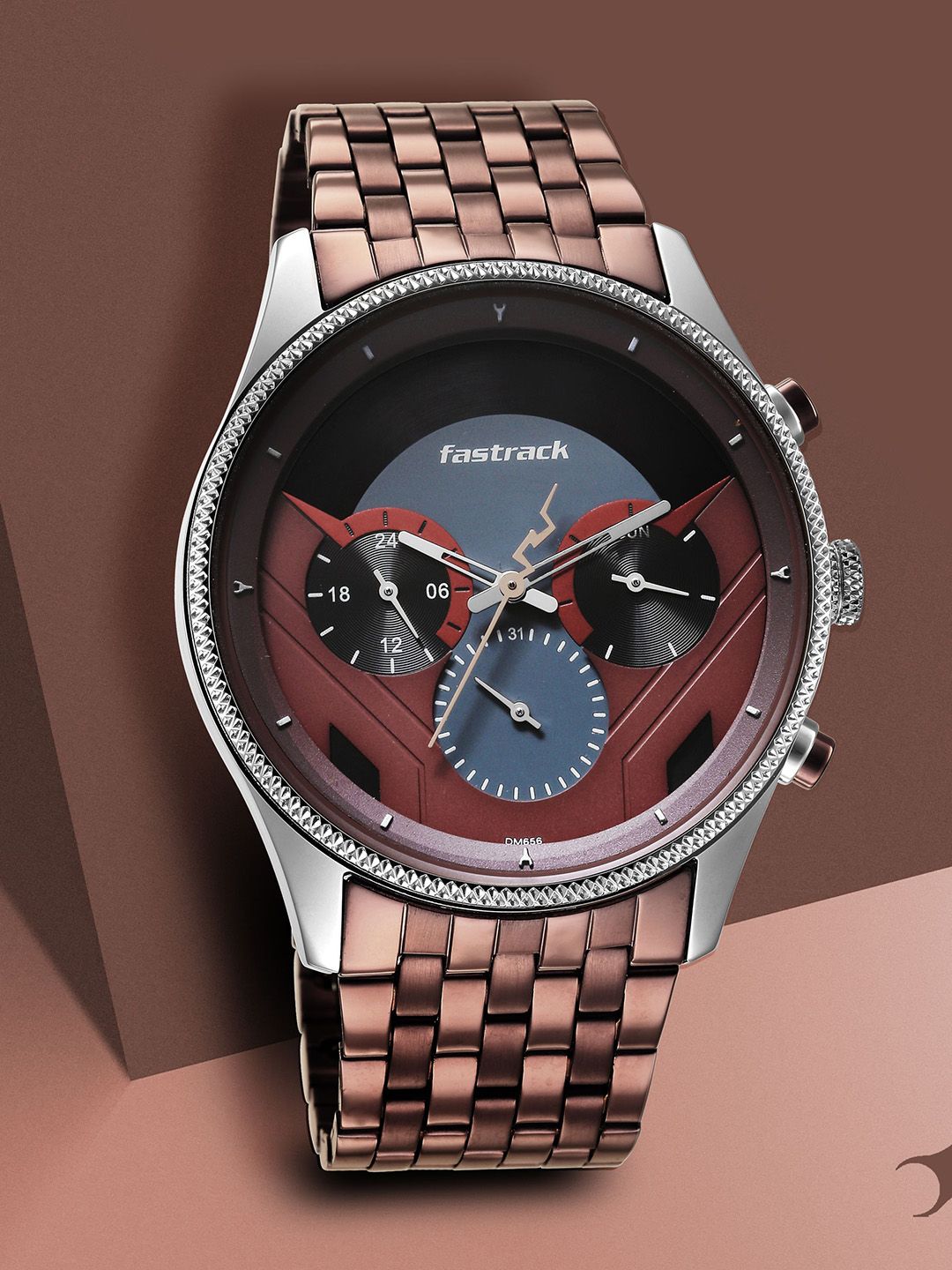 Fastrack Men White Brass Dial & Brown Bracelet Style Straps Analogue Watch-picture-14