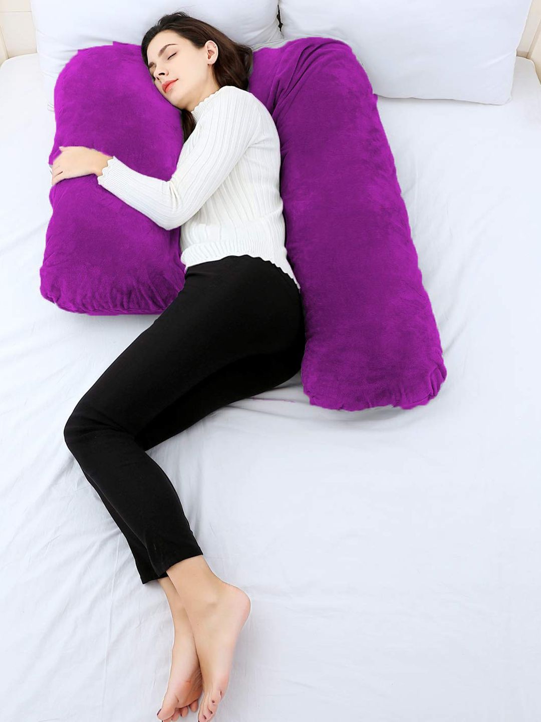 Pum Pum Purple Solid L Shaped Maternity Pillow-picture-23