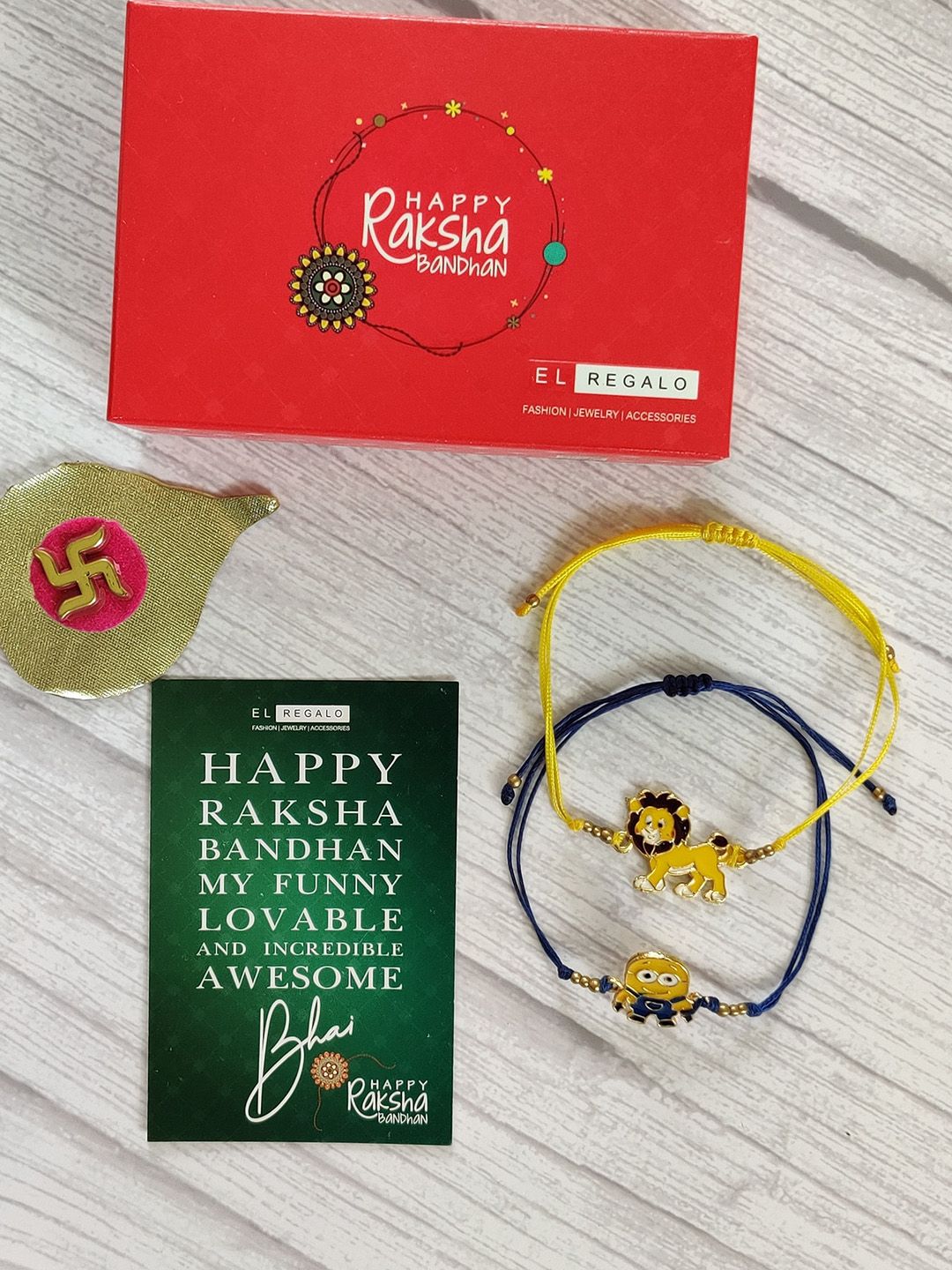EL REGALO Kids Set of 2 Rakhi Combo with Card & Roli Chawal-picture-46
