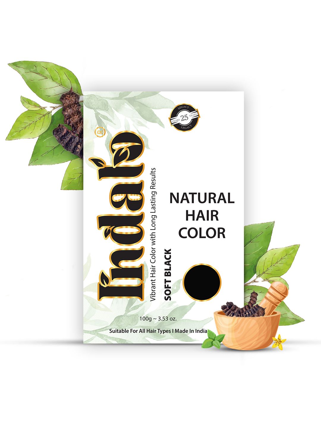 INDALO Natural Hair Colour - Soft Black for Conditioning Hair Growth, No Ammonia 100g-image-2