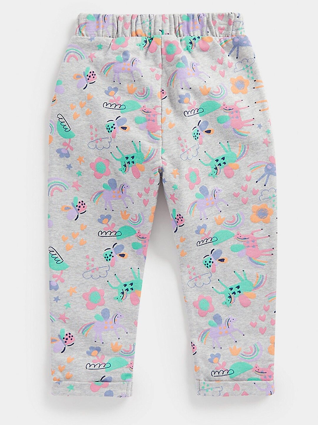 mothercare Girls Grey Printed Pure Cotton Track Pants-picture-29