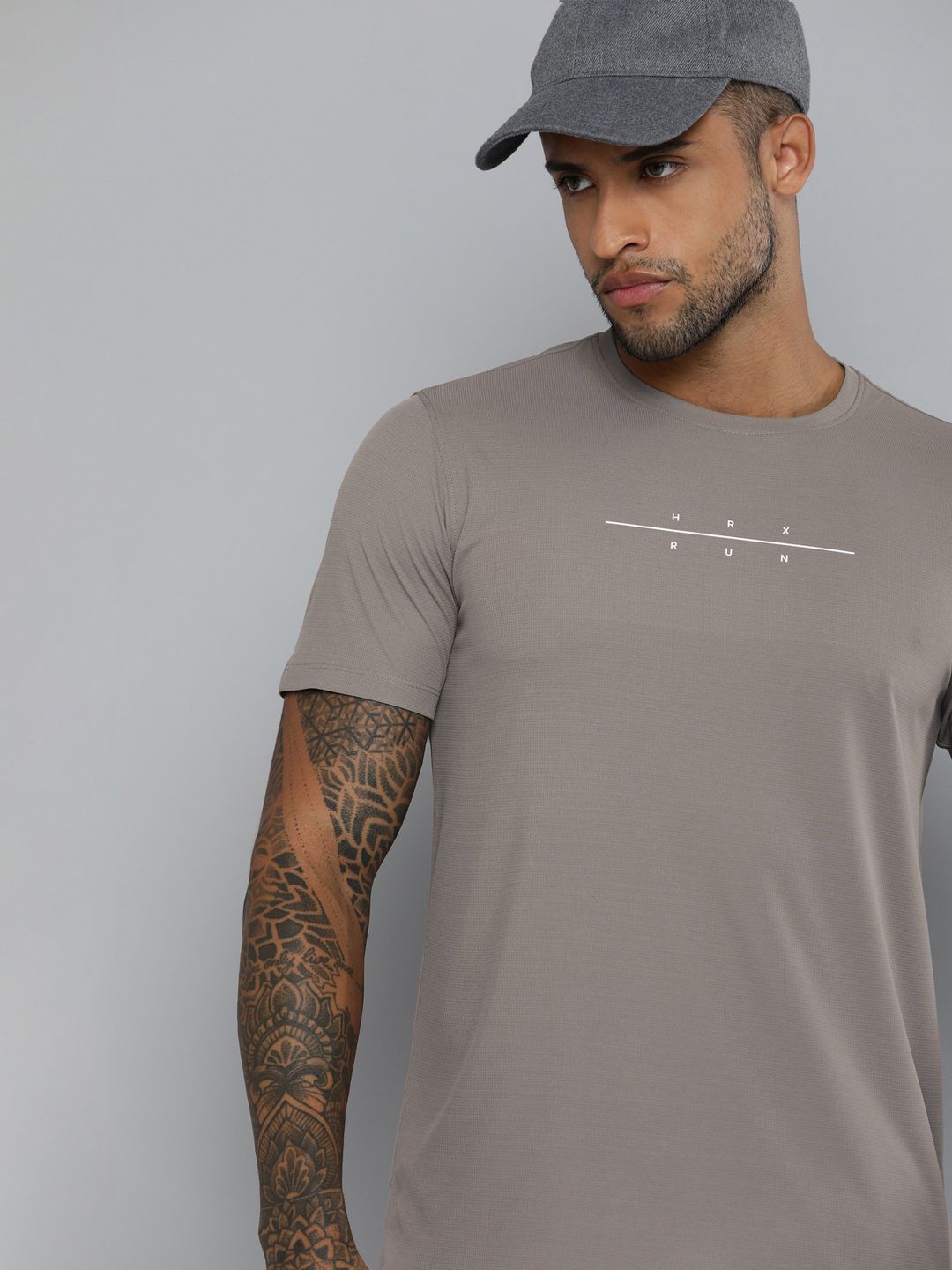 HRX by Hrithik Roshan Men Taupe Rapid Dry T-shirt