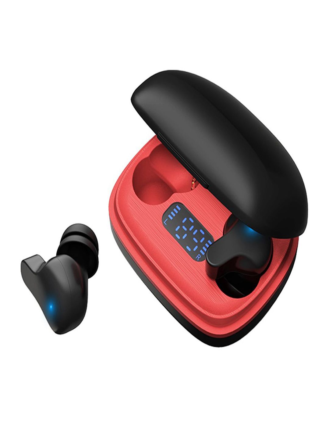 EYNK Black & Red Solid Bluetooth 5.0 Earbuds with Potable 400mAh Charging Box-picture-7