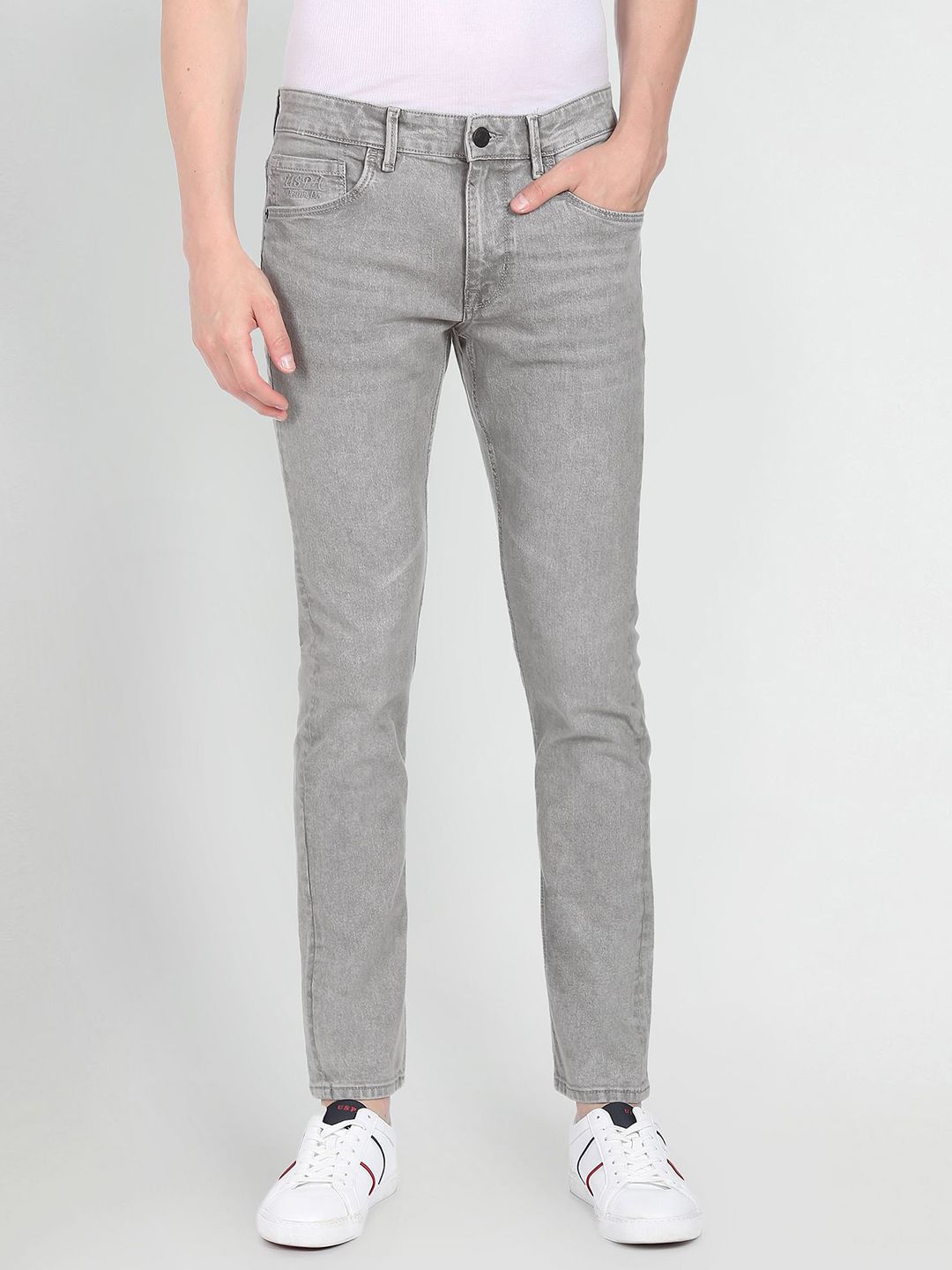 u.s. polo assn. denim co. U S Polo Assn Denim Co Men Grey Slim Fit Light Fade Stretchable Jeans-picture-10