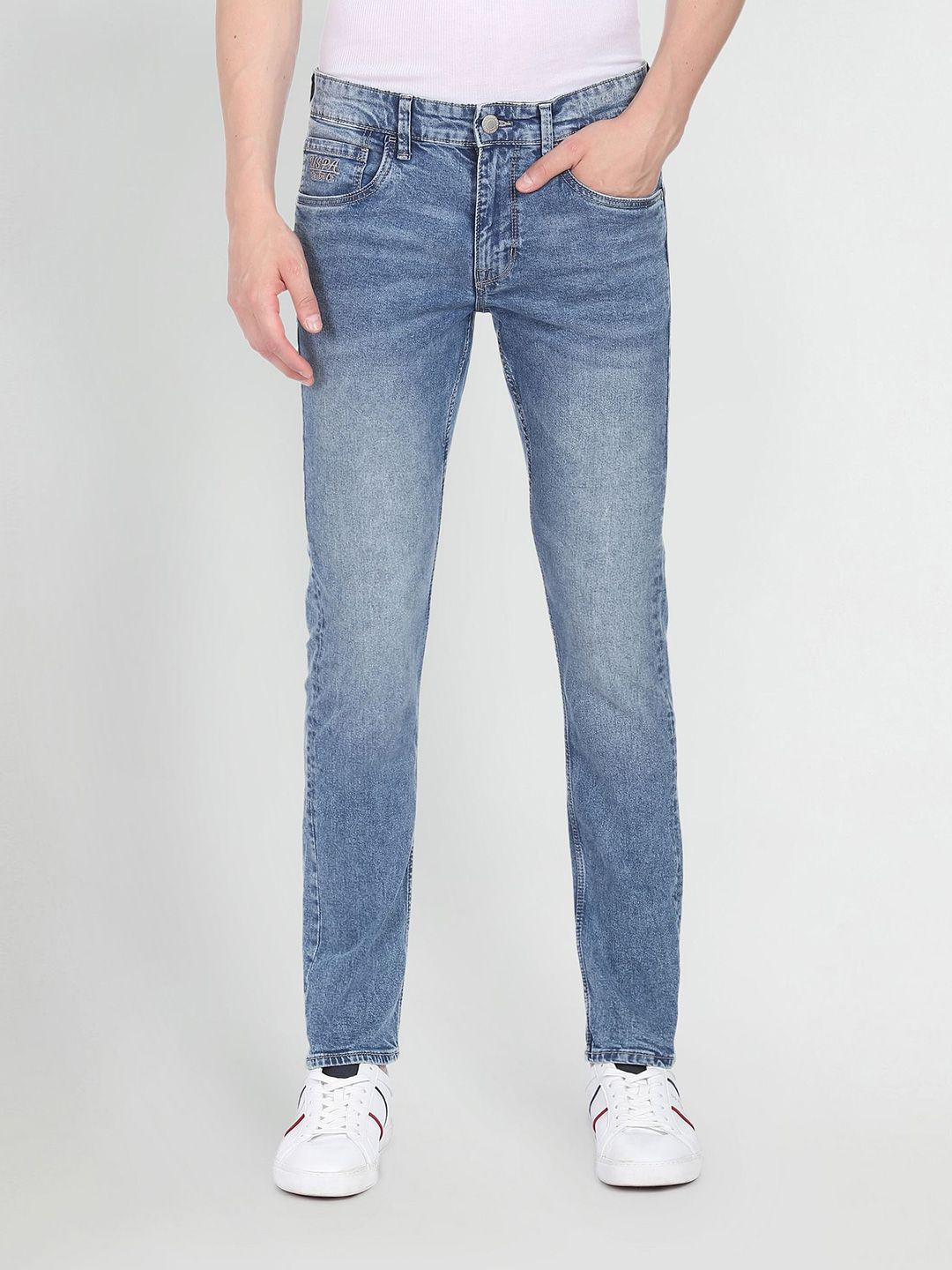 u.s. polo assn. denim co. U S Polo Assn Denim Co Men Blue Slim Tapered Fit Light Fade Stretchable Jeans-picture-45