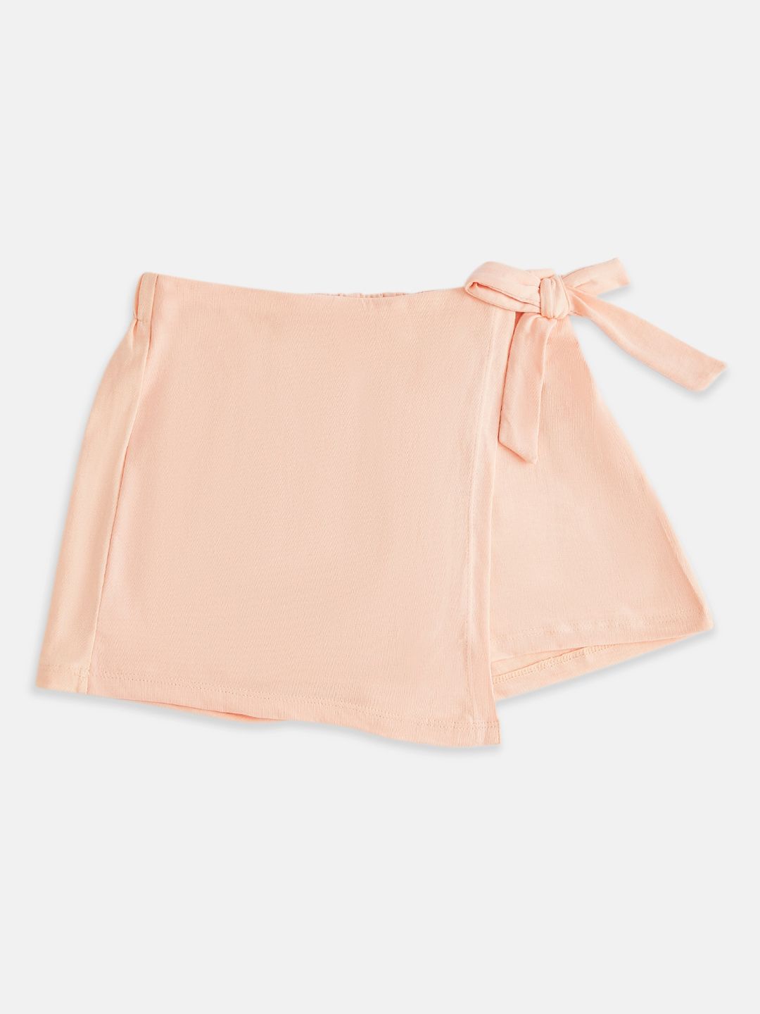 Pantaloons Junior Kid Girls Peach Solid Cotton Wrap Skort-picture-10