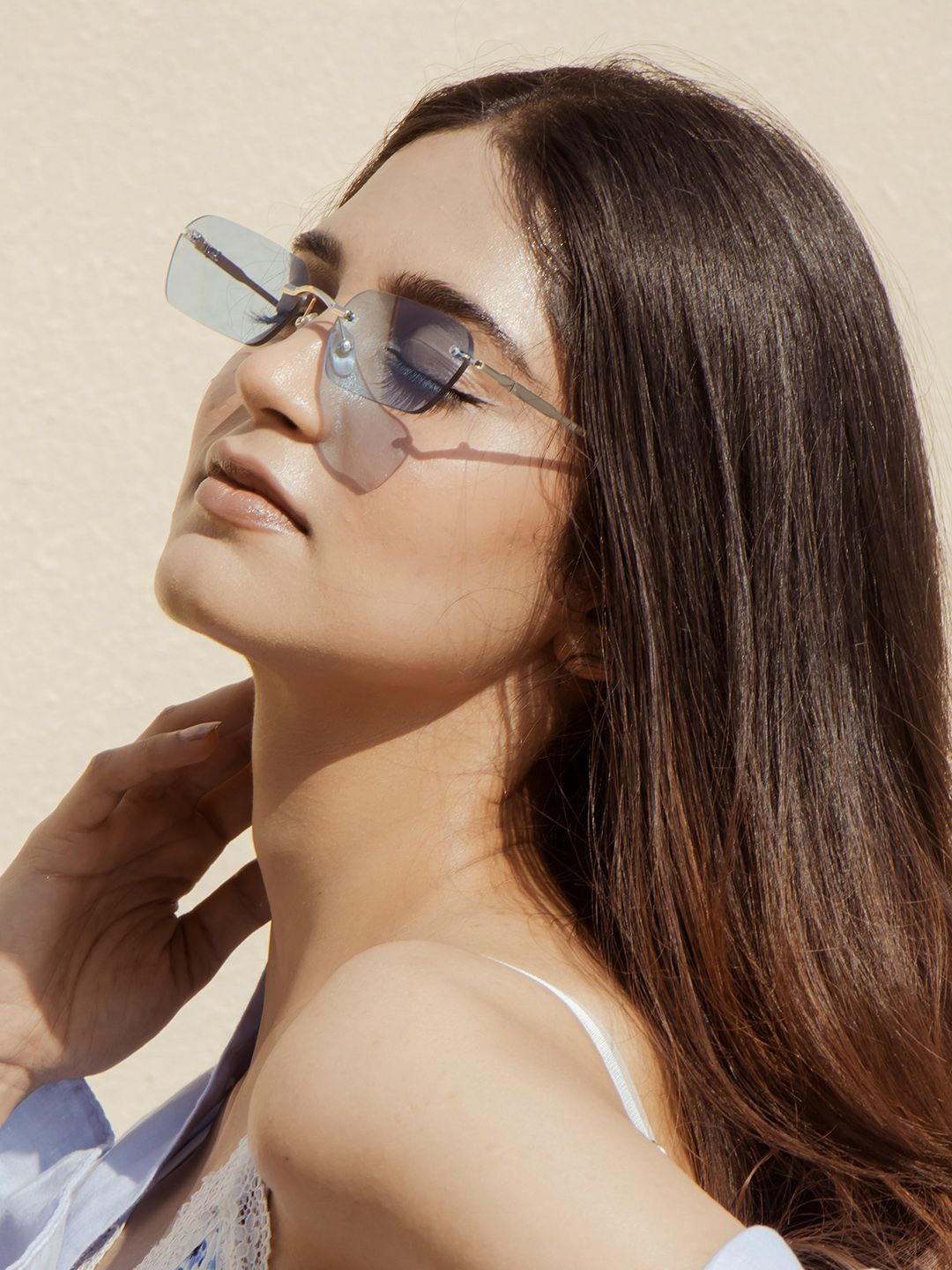 Voyage Unisex Blue Lens & Gold-Toned Rectangle Sunglasses with UV Protected Lens-picture-41