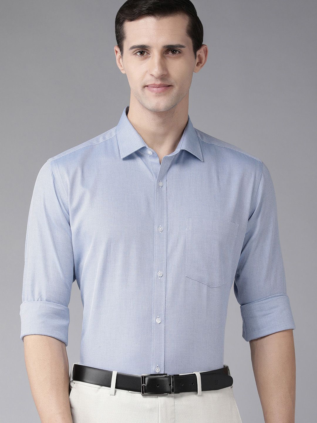 Park Avenue Men Blue Solid Pure Cotton Slim Fit Formal Shirt-picture-32