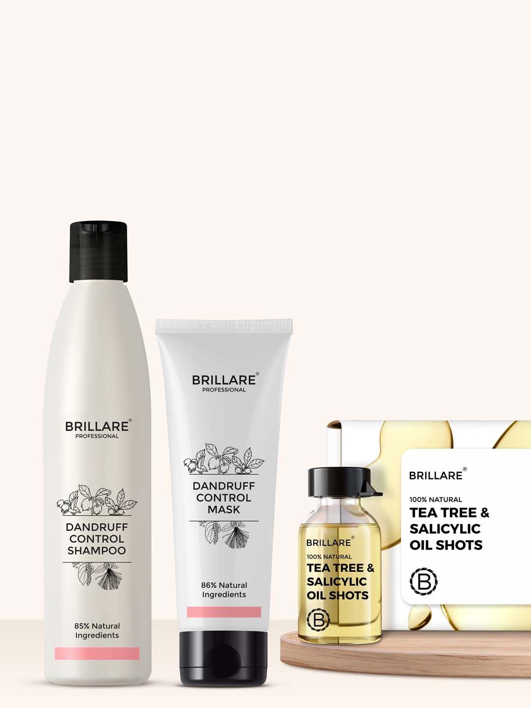BRILLARE Sustainable Dandruff Control Hair Care Kit - Shampoo 300ml + Hair Mask 125g + Oil Shots 6mlx8-image-38