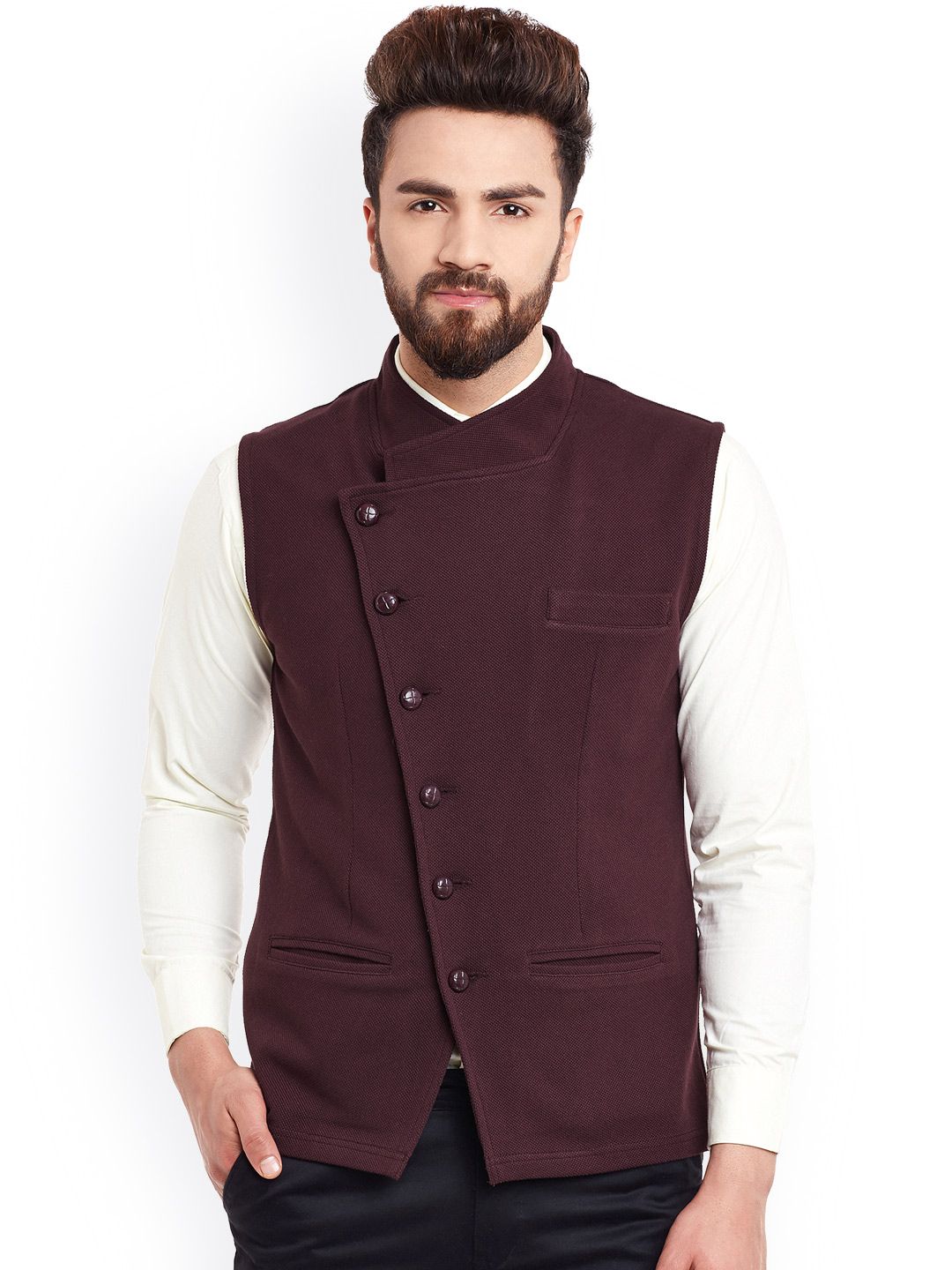 Hypernation Brown Nehru Jacket-picture-41