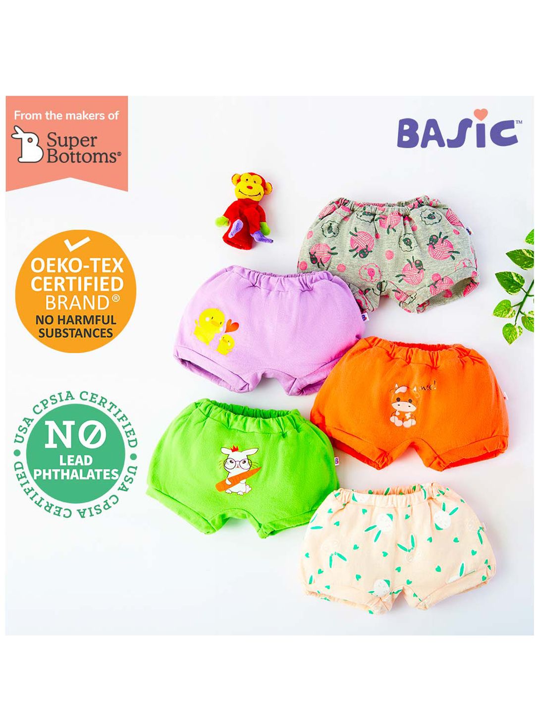 SuperBottoms Kids Set of 15 Super Soft Bloomer Sustainable Basic Briefs BAS-UND-U-BL-FF-18_24M-image-29