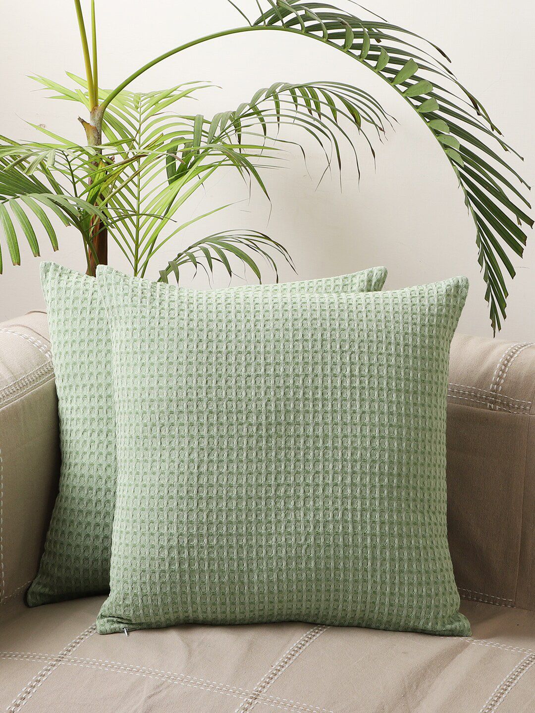 Jamio Firati Green Set of 2 Geometric Square Cushion Covers
