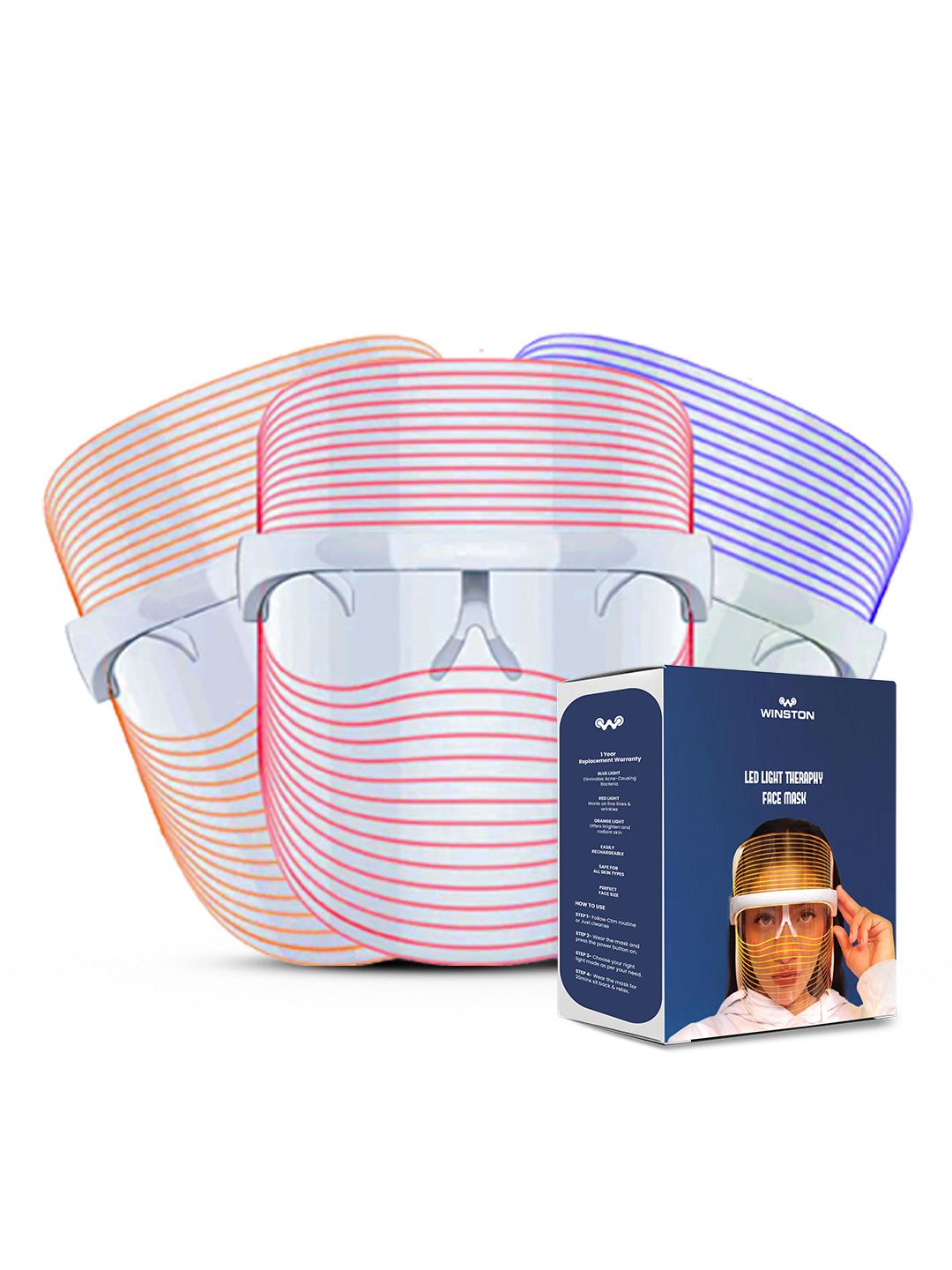 WINSTON 3 In 1 LED Light Therapy Face Mask for Anti Aging & Glowing Skin-image-28