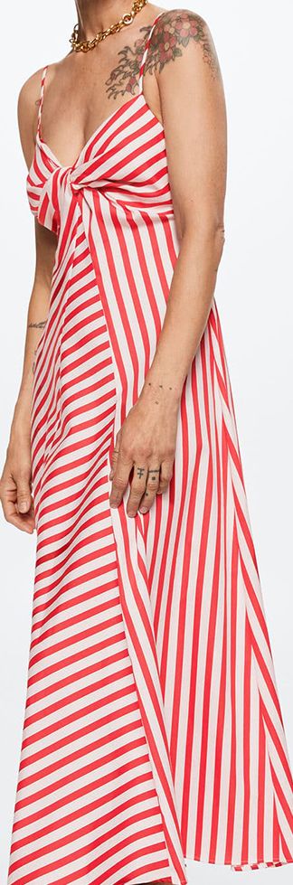 Buy MANGO Red & White Twisted Detail Striped Maxi Dress - Dresses for Women  19101180 | Myntra