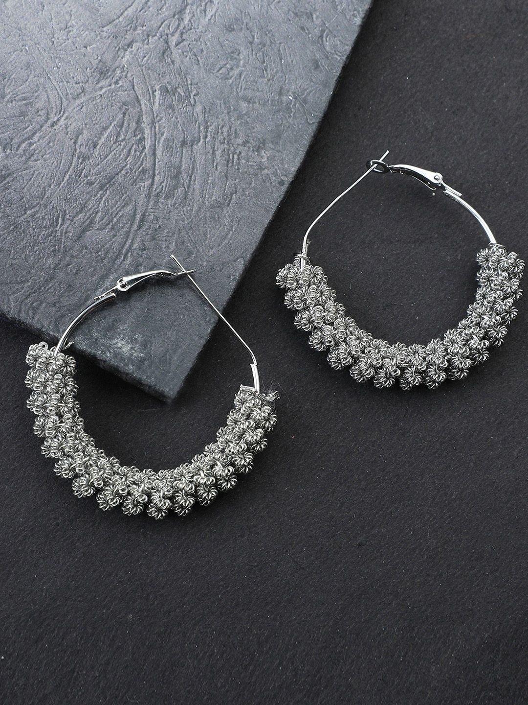 Bhana Fashion Women Silver-Toned Contemporary Hoop Earrings-picture-47
