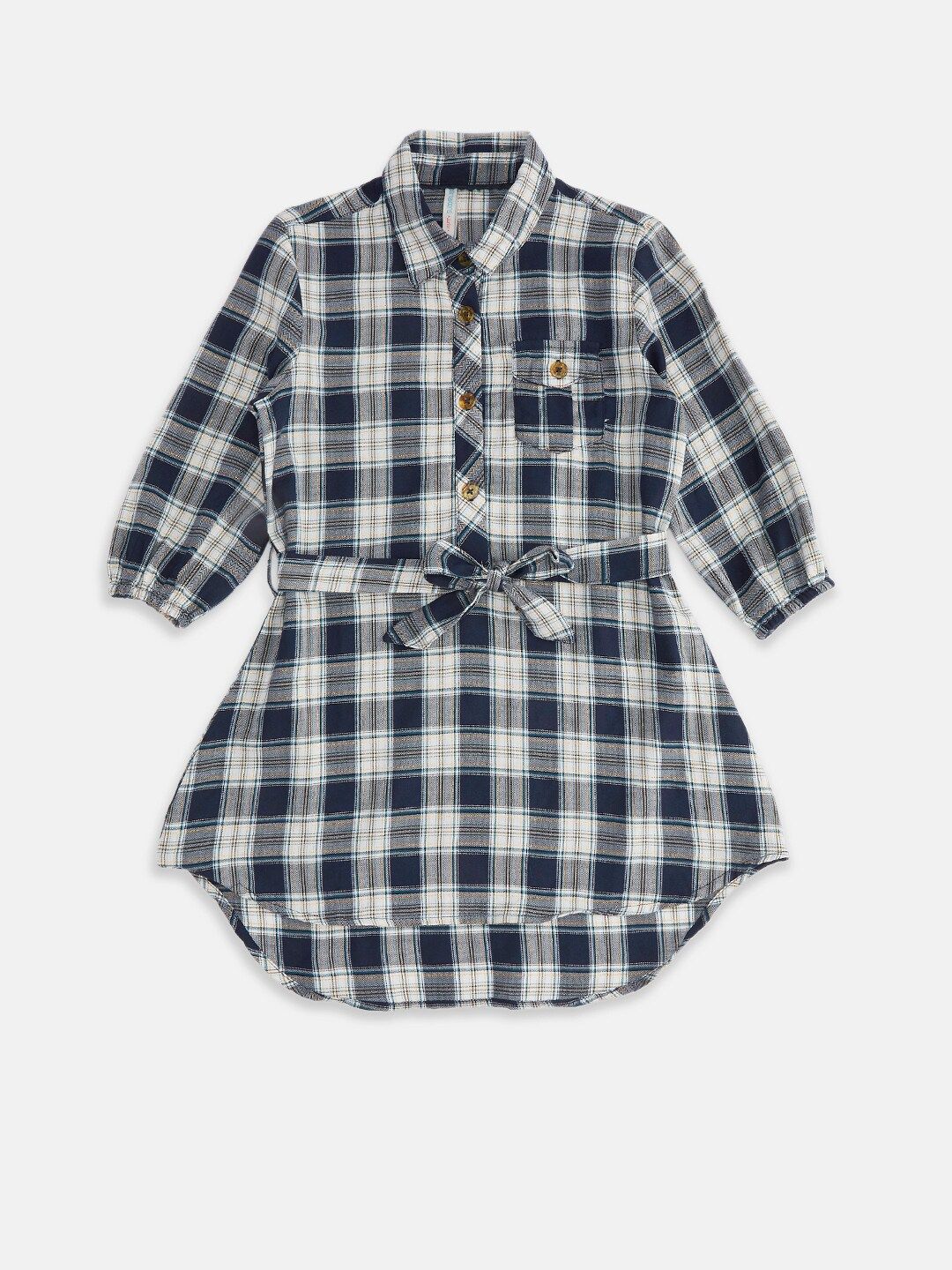Pantaloons Junior Navy Blue & White Checked Cotton Shirt Style Top-picture-37