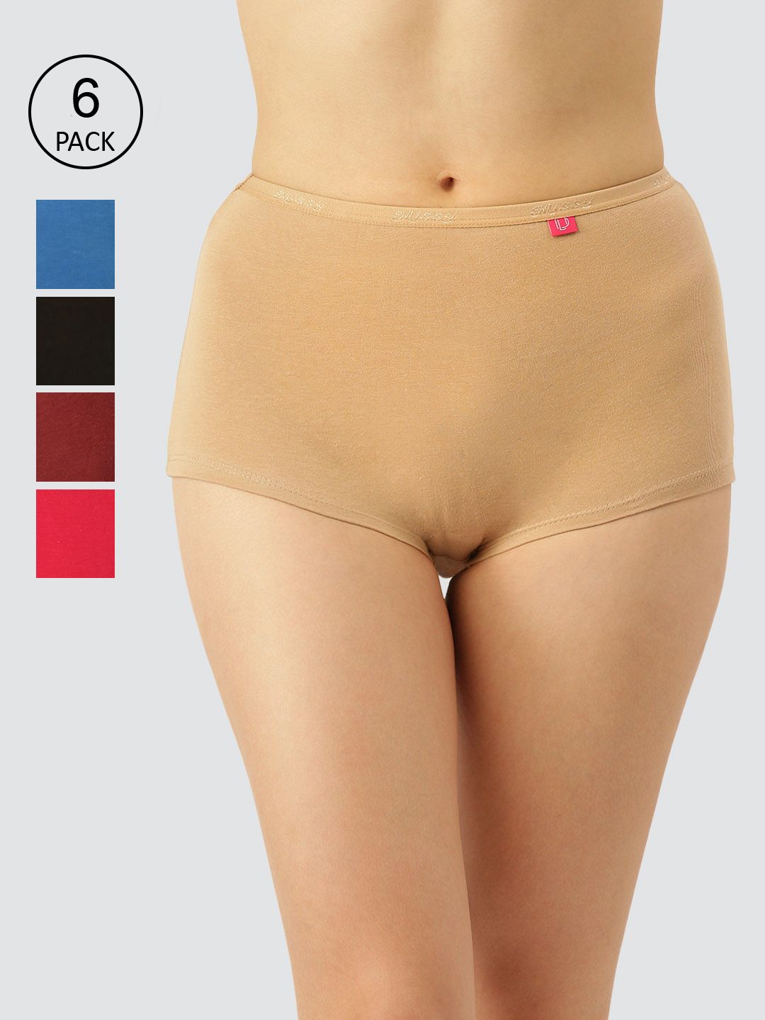 Dollar Missy Pack of 6 Women Solid Inner Elasticated Boy Shorts Panty MMBB-141S-R3-OE-PO6--picture-18