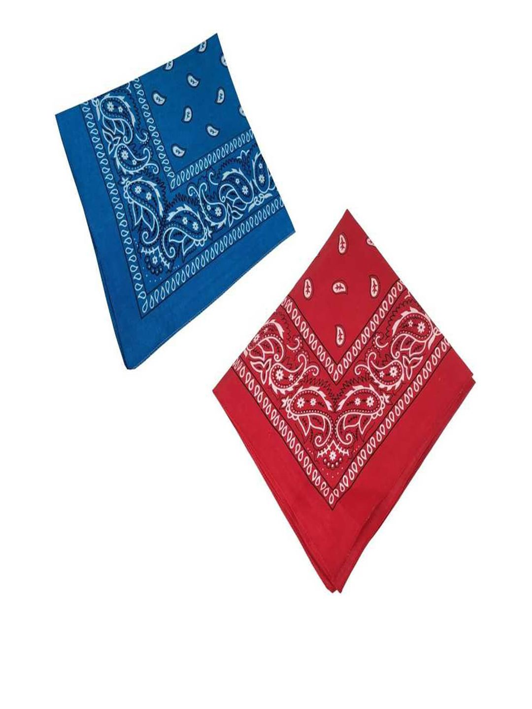 Aadikart  Pack Of 2 Red & Blue Paisley Printed Cotton Bandanas-picture-18