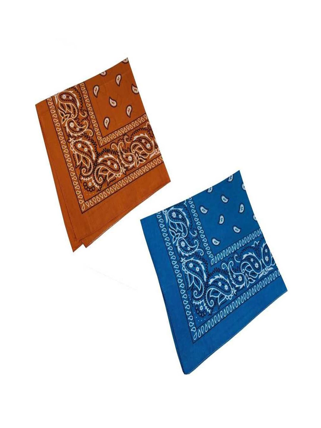 Aadikart Unisex Pack of 2 Blue & Orange Printed Cotton Bandanas-image-29