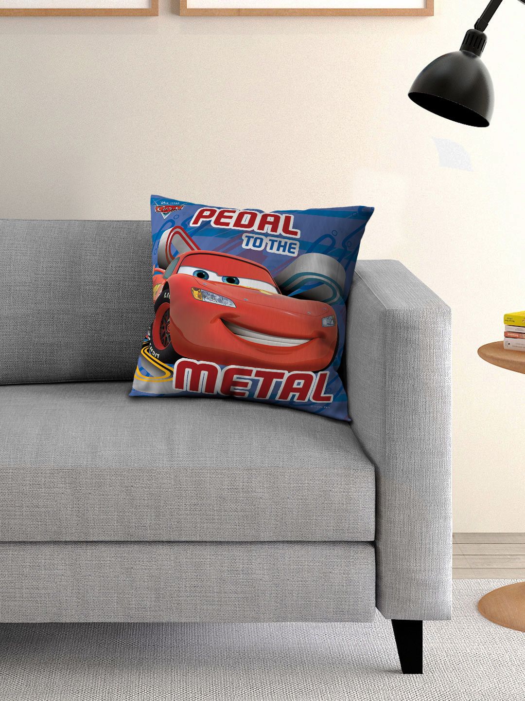Athom Trendz Kids Blue Car Print Single 16'' x 16'' Square Cushion with Cover-image-33