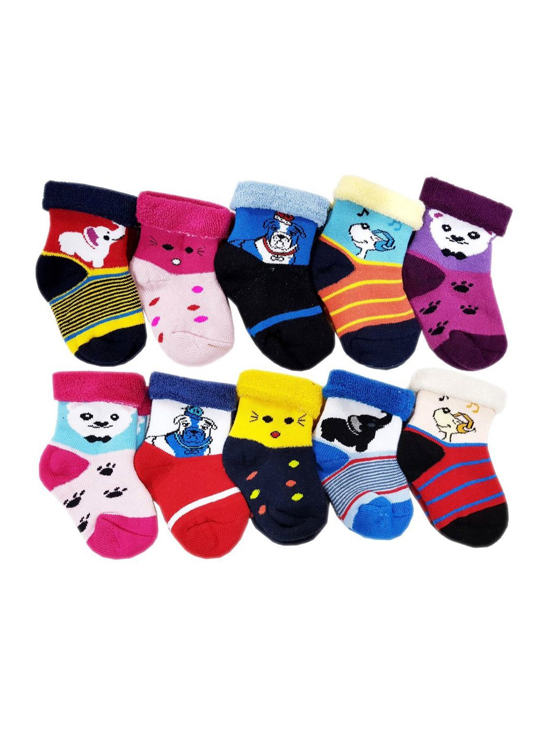 RC. ROYAL CLASS Infant Kids Pack Of 10 Assorted Cotton Ankle-Length Socks-picture-26