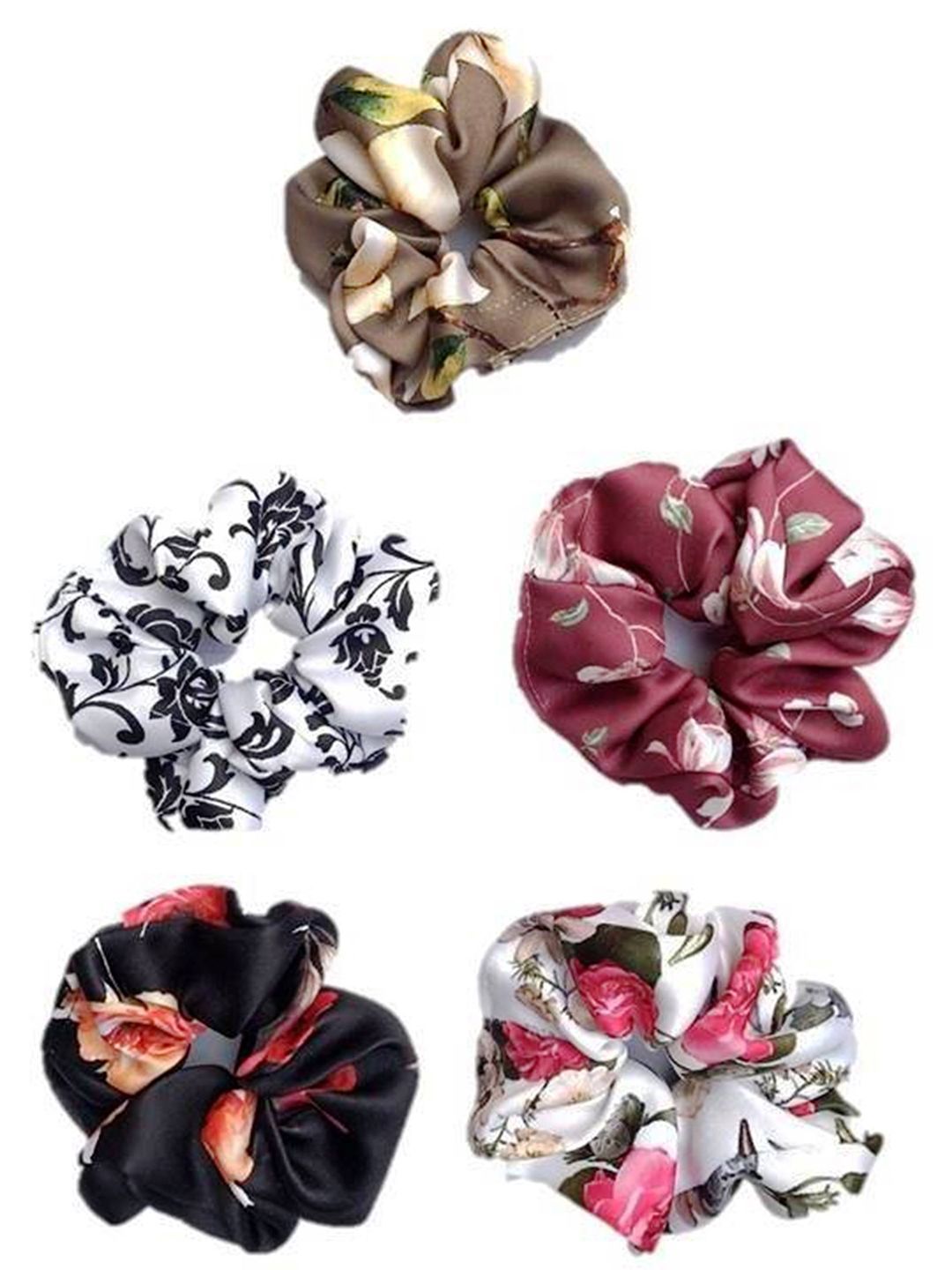 DIAN Women Set of 5 Multicoloured Satin Scrunchies-picture-41
