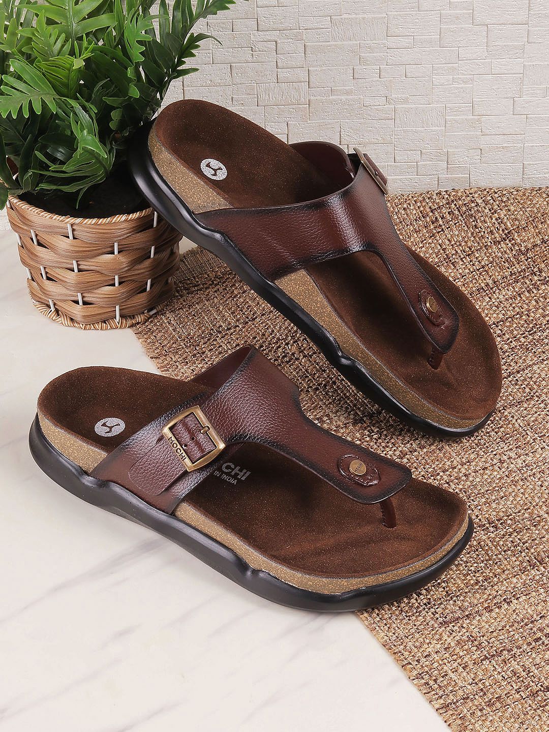 Mochi Men Brown Comfort Sandals deal from myntra Mochi Men Brown Comfort Sandals deal from myntra